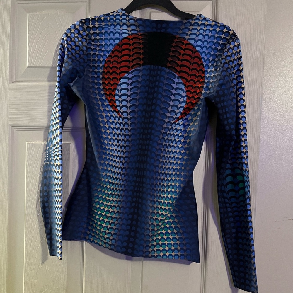 Marine Serre Fitted Graphic Bodysuit Blue Red